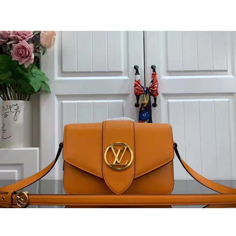 Louis Vuitton LV Women Pont 9 Soft PM Handbag Yellow Grained Calfskin Cowhide