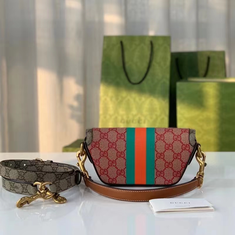 Gucci Unisex GG Top Handle Mini Bag Web Pink GG Supreme Canvas