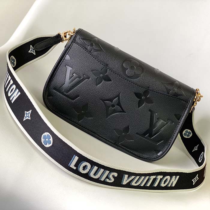Louis Vuitton LV Women Diane Black Embossed Supple Grained Cowhide Leather