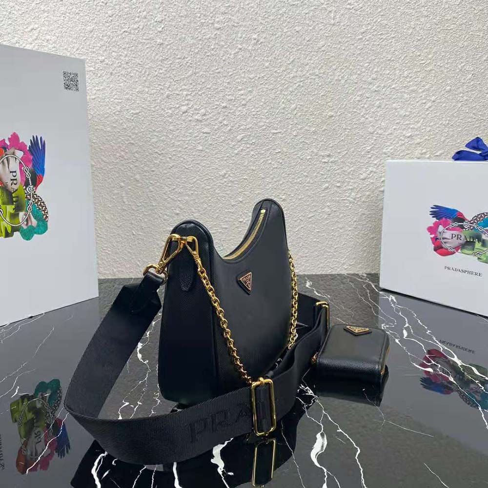 Prada Women Prada Re-Edition 2005 Saffiano Leather Bag-Black