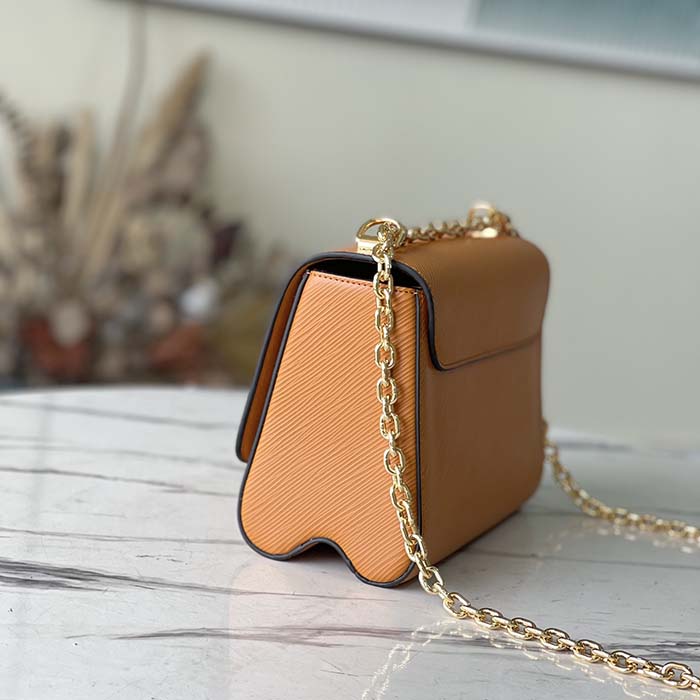 Louis Vuitton LV Women Twist MM Handbag Brown Epi Grained Cowhide Leather