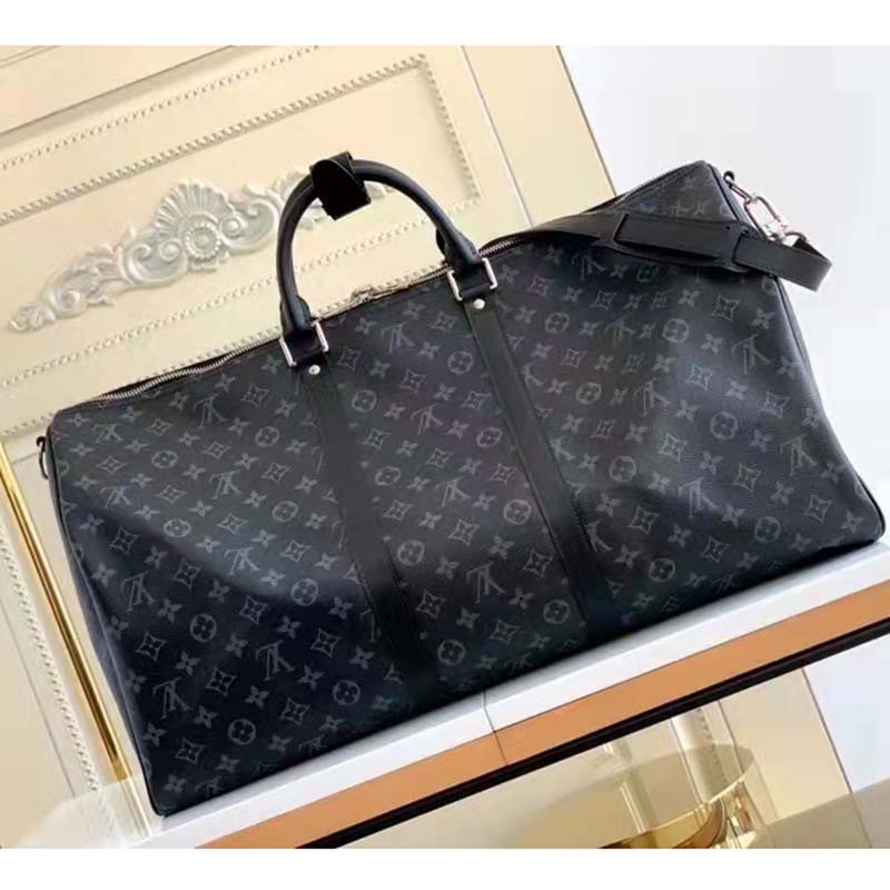 Louis Vuitton LV Unisex Keepall Bandoulière 55 Travel Bag Coated Canvas Cowhide