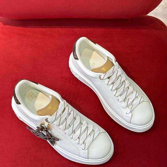 Louis Vuitton Women LV Time Out Sneaker Ecru Beige Mix Materials Monogram Flower