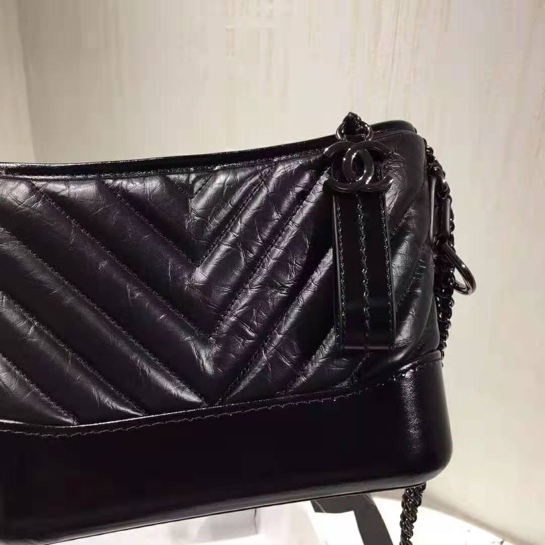 Chanel Women Chanel’s Gabrielle Small Hobo Bag in Aged and Smooth Calfskin-Black