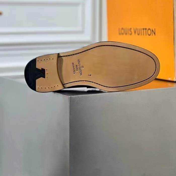 Louis Vuitton LV Men Vendome Flex Loafer Black Waxed Calf Leather Monogram Canvas