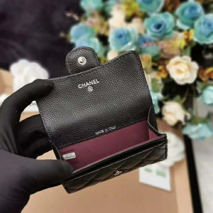 Chanel Women Classic Card Holder Grained Calfskin & Gold-Tone Metal-Black