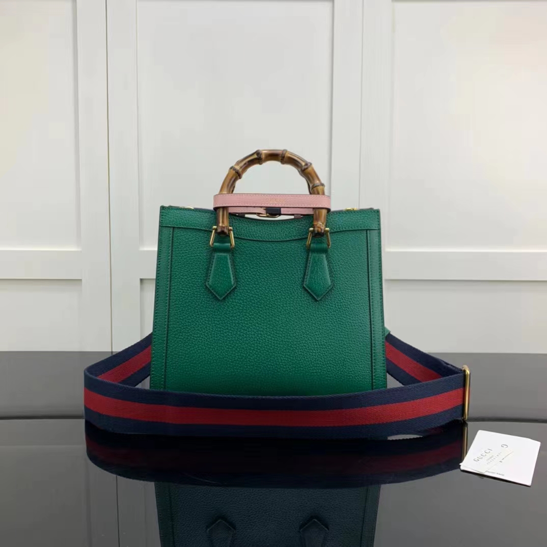 Gucci GG Women Diana Small Tote Bag Double G Green Leather