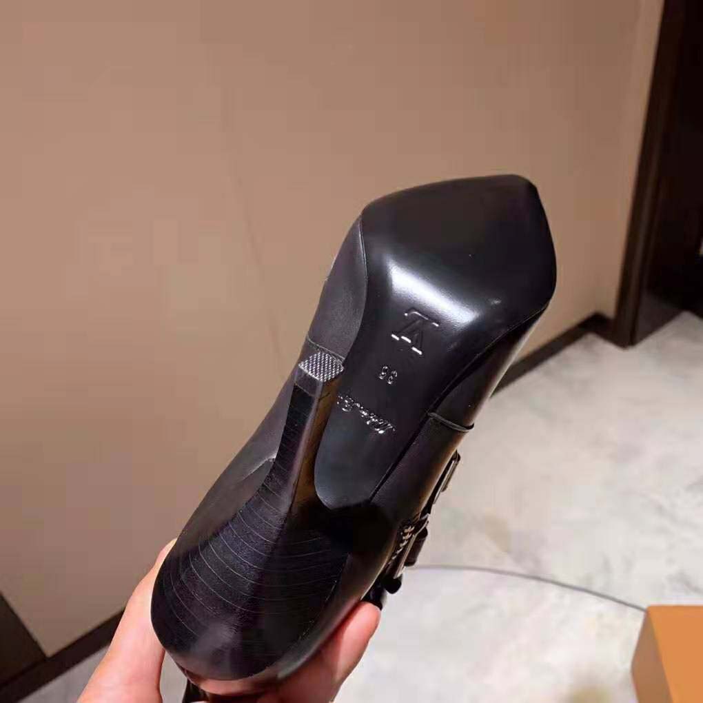 Louis Vuitton LV Women LV Janet Ankle Boot in Black Glazed Calf Leather 9.5 cm Heel