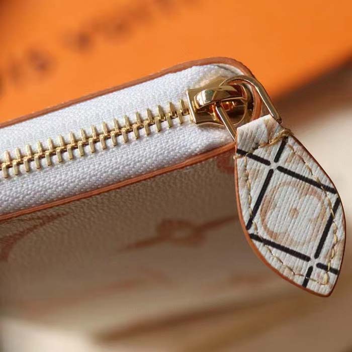 Louis Vuitton LV Unisex Zippy Wallet Beige Monogram Coated Canvas Zip Closure
