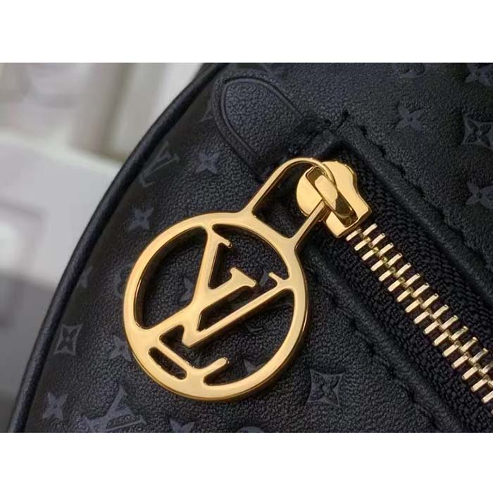 Louis Vuitton LV Women Loop Half-Moon Baguette Bag Black Calfskin Monogram Flowers