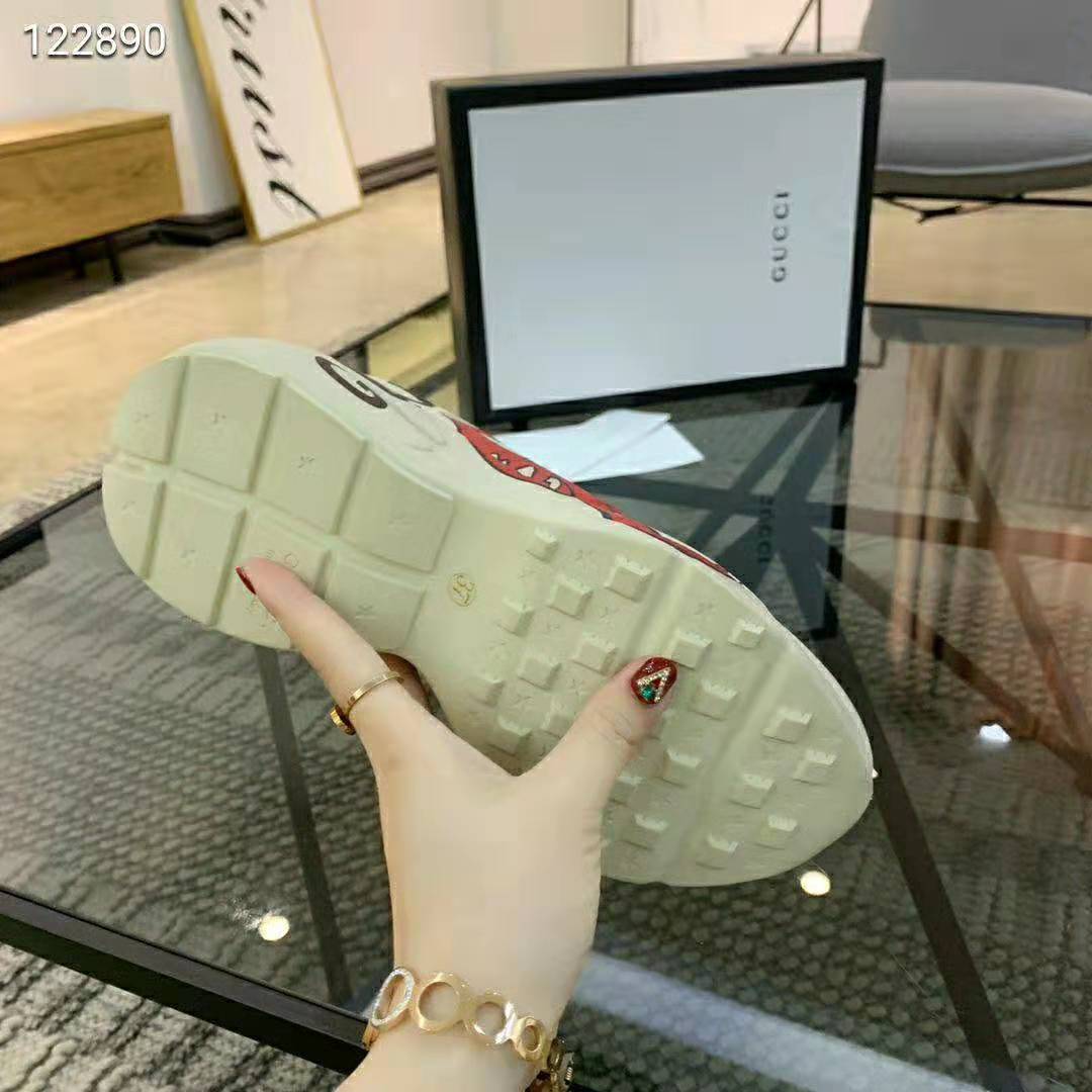 Gucci Unisex Rhyton Sneaker with Mouth Print-Beige