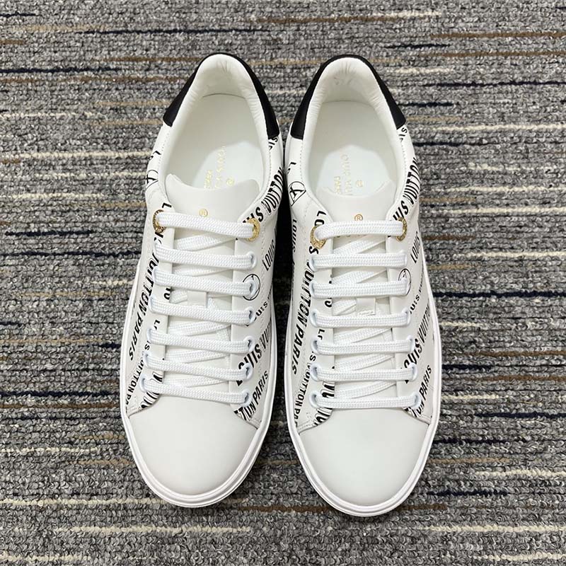 Louis Vuitton Unisex LV Time Out Sneaker Black Printed Calf Leather Monogram Flowers