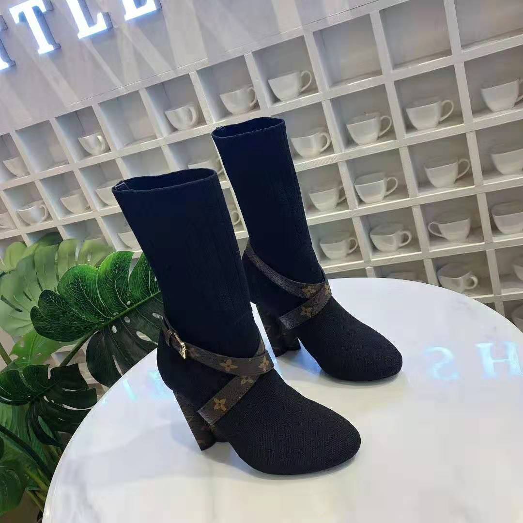 Louis Vuitton LV Women LV Silhouette Ankle Boot in Textile and Monogram Canvas-Black