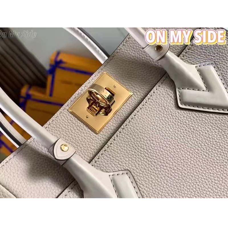 Louis Vuitton LV Women On My Side PM Handbag Greige Monogram Coated Canvas Calf