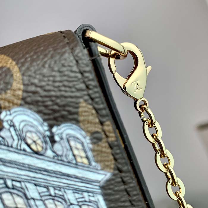 Louis Vuitton LV Women Félicie Pochette Pink Brown Monogram Coated Canvas