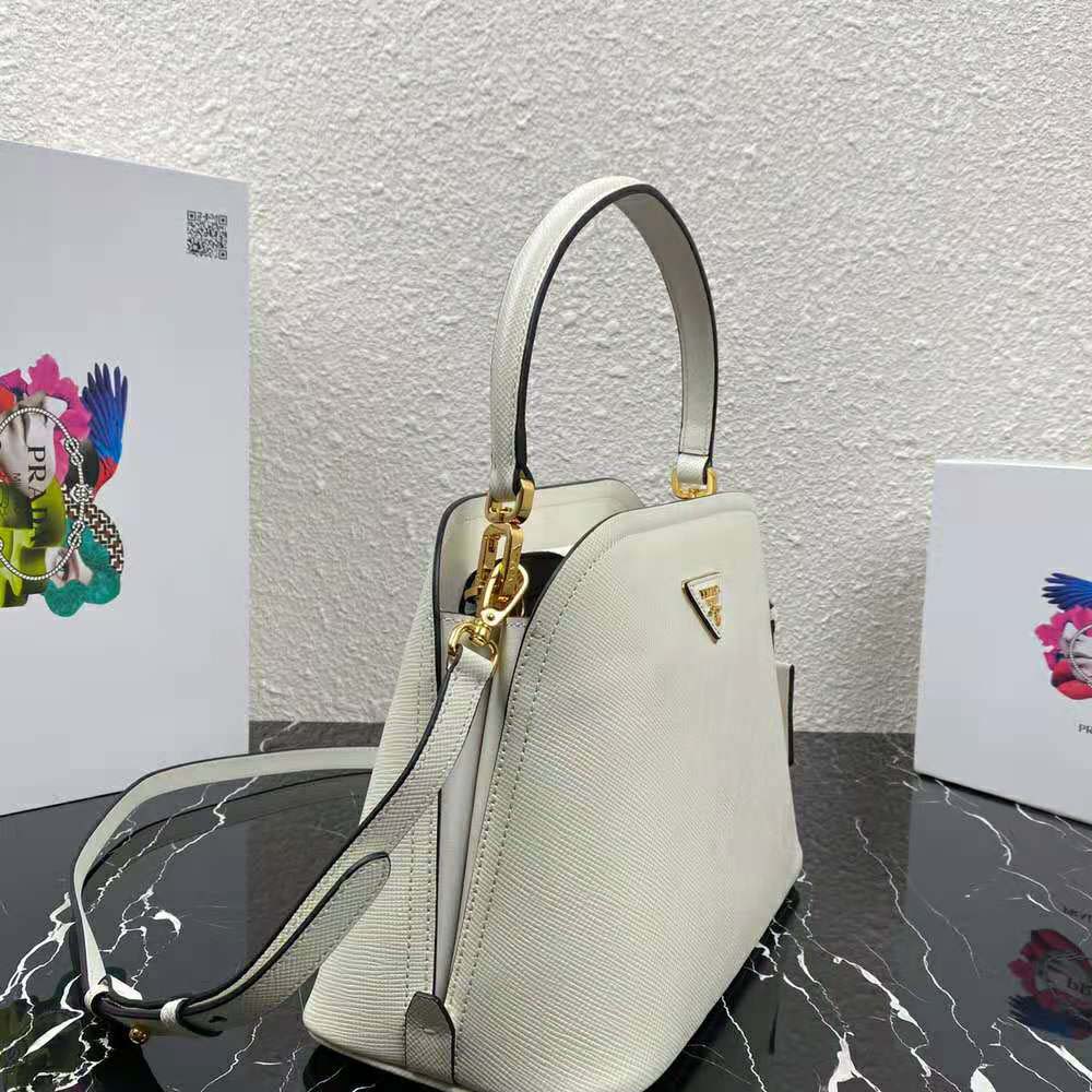 Prada Women Medium Saffiano Leather Prada Matinee Bag-White