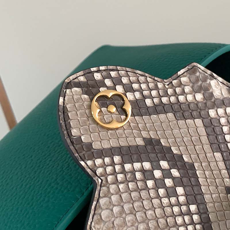 Louis Vuitton LV Women Capucines Mini Handbag Emeraude Green Taurillon Leather Python Skin