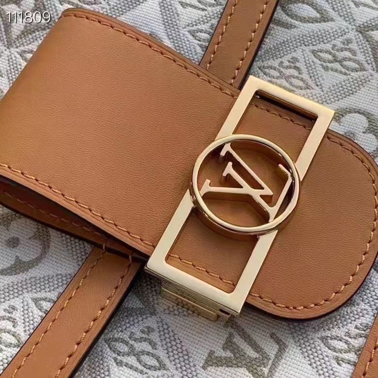 Louis Vuitton LV Women Dauphine MM Handbag Ecru Caramel Since 1854 Jacquard