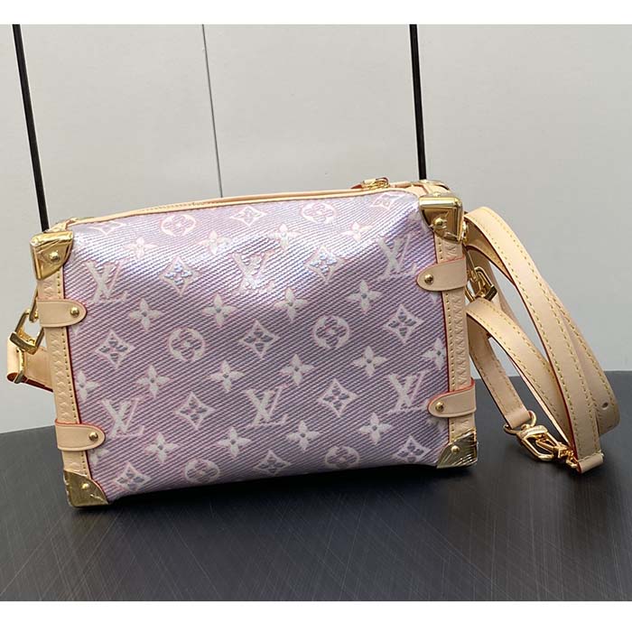 Louis Vuitton LV Women Side Trunk Rose Monogram Coated Canvas Cowhide Leather