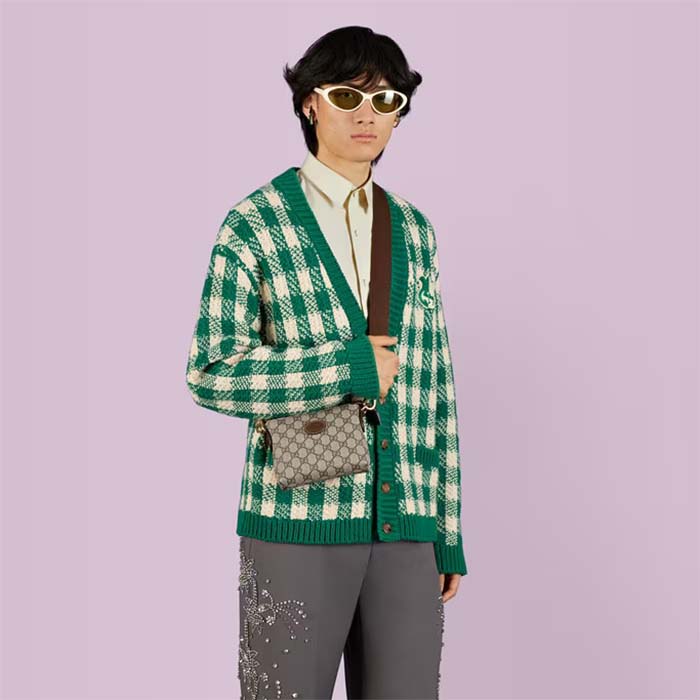 Gucci Unisex Messenger Bag Interlocking G Beige GG Supreme Canvas