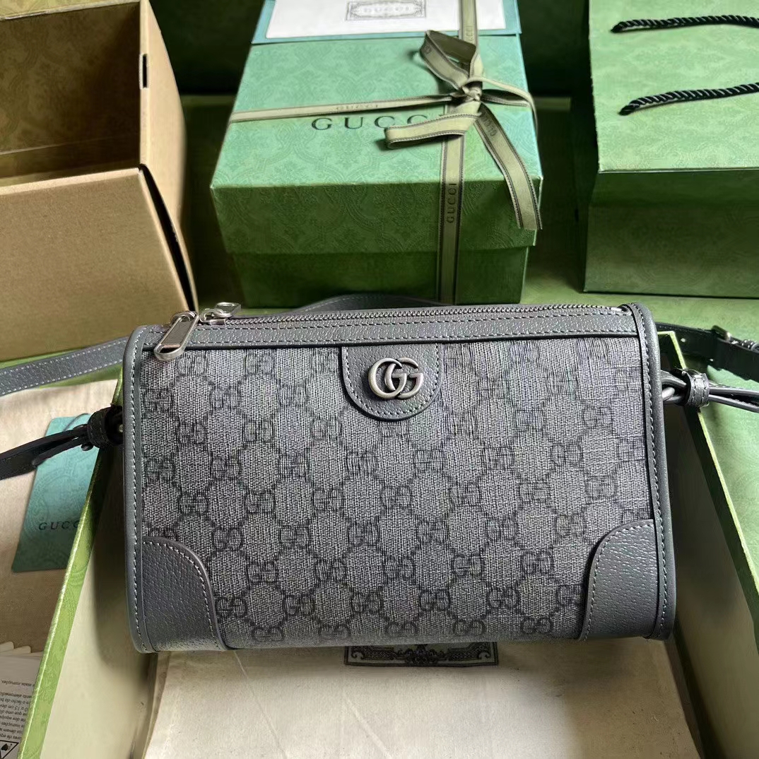 Gucci GG Unisex Ophidia GG Messenger Bag Grey Black GG Supreme Canvas