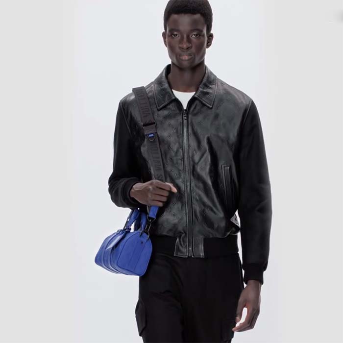 Louis Vuitton LV Unisex Keepall Bandoulière 25 Racing Blue Embossed Taurillon Monogram Cowhide Leather