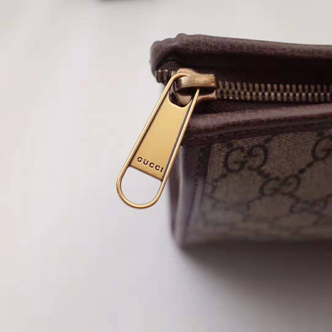 Gucci GG Unisex Ophidia GG Toiletry Case in Beige/Ebony GG Supreme Canvas