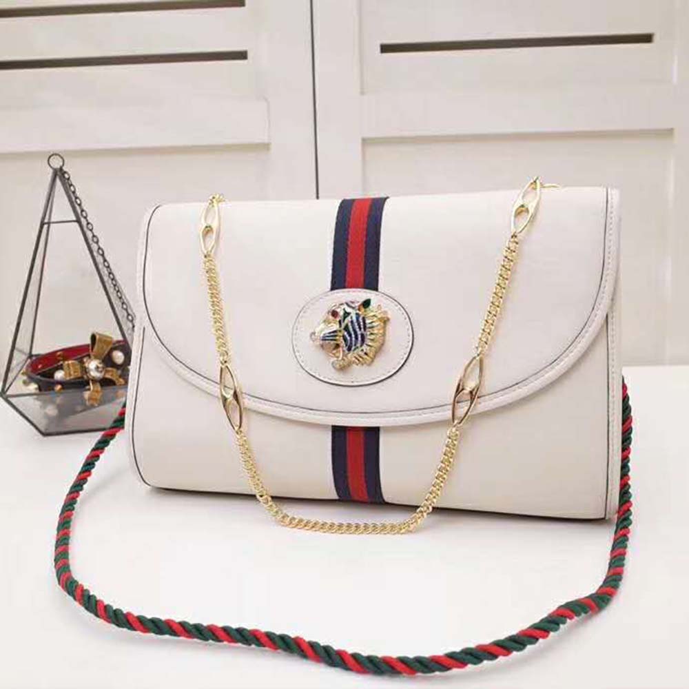 Gucci GG Women Rajah Medium Shoulder Bag-White