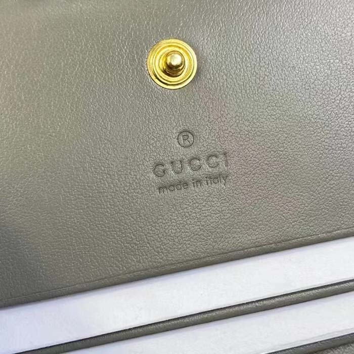 Gucci Unisex GG Marmont Card Case Wallet Grey GG Matelassé Leather Double G