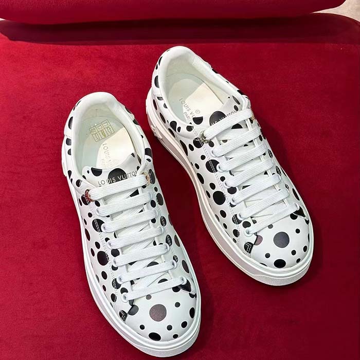Louis Vuitton Women LV x YK Time Out Sneaker White Printed Calf Leather Monogram Flowers