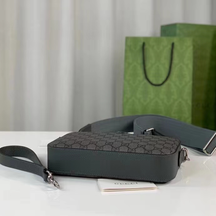 Gucci Unisex Ophidia GG Shoulder Bag Grey Black GG Supreme Canvas Double G
