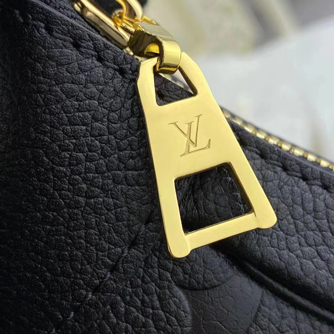 Louis Vuitton LV Women Bagatelle Black Handbag Monogram Empreinte Embossed Grained Cowhide