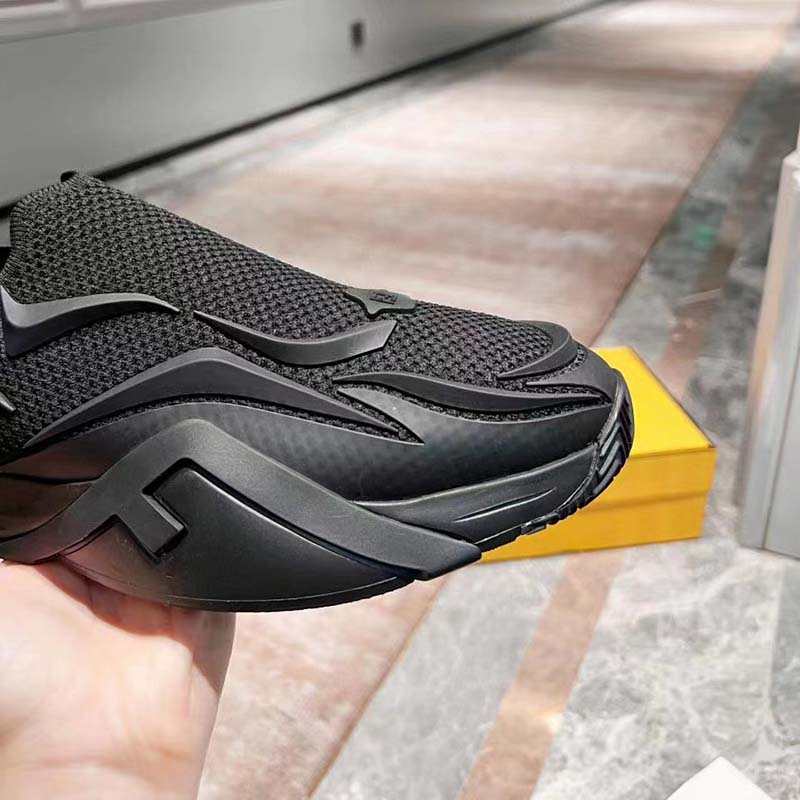 Fendi Unisex FF Fendi Flow Black Mesh Running Sneakers