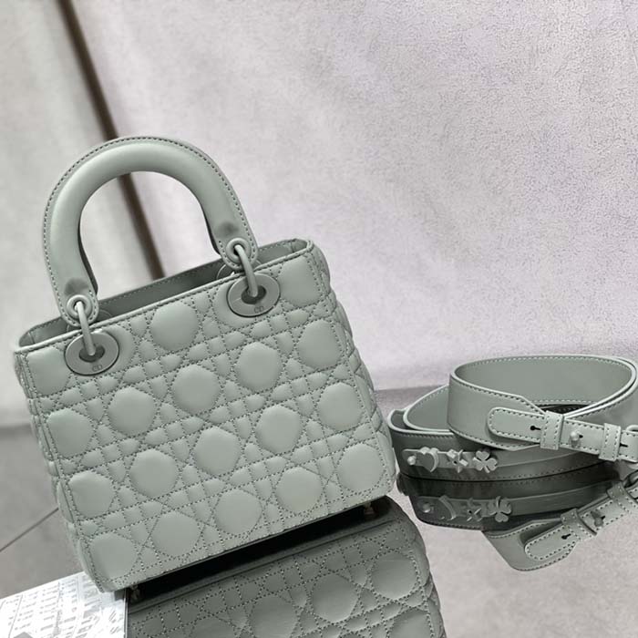 Dior Women CD Small Lady Dior My ABCDior Bag Ultramatte Gray Stone Cannage Calfskin