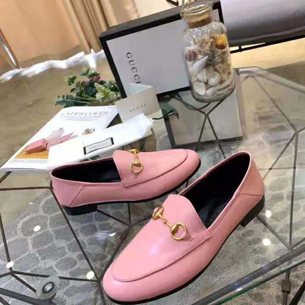 Gucci Women Leather Horsebit Loafer 1.3 cm Height-Pink