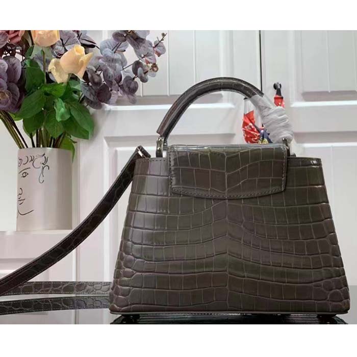 Louis Vuitton LV Women Capucines BB Handbag Grey Crocodilien Brillant Savoir Faire