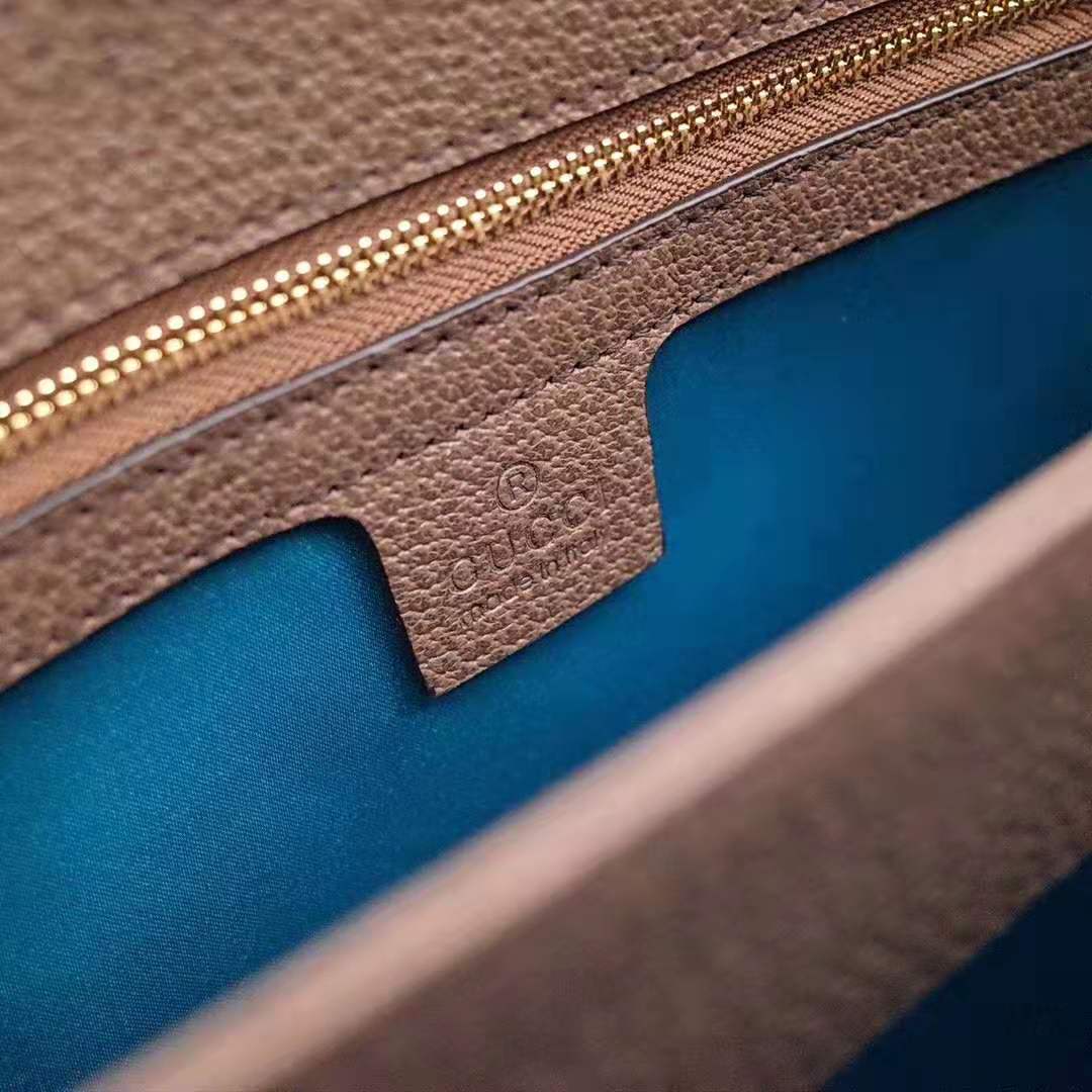 Gucci GG Women Ophidia Medium Shoulder Bag in Beige/Ebony GG Supreme Canvas