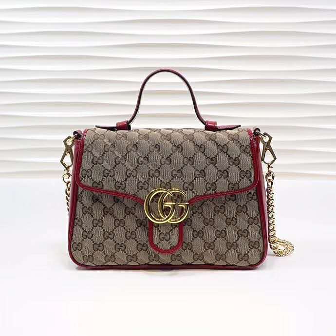 Gucci Women GG Marmont Mini Top Handle Bag Matelassé Original Canvas