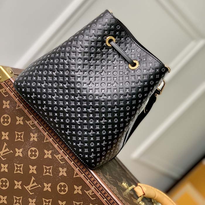 Louis Vuitton Women NeoNoé BB Bucket Bag Black Calfskin Monogram Flowers