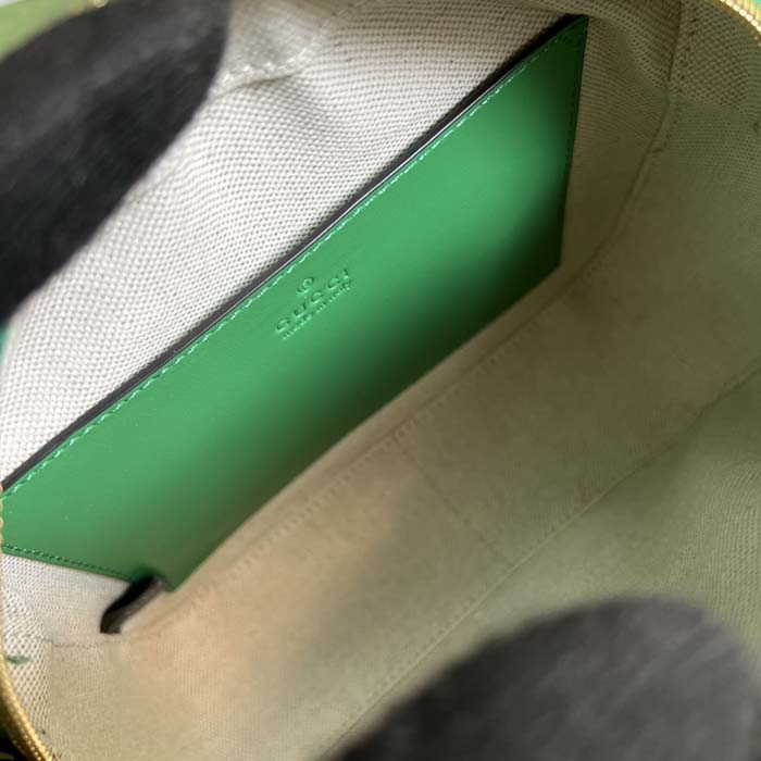 Gucci Women GG Matelassé Leather Small Bag Bright Green Double G Zip Closure