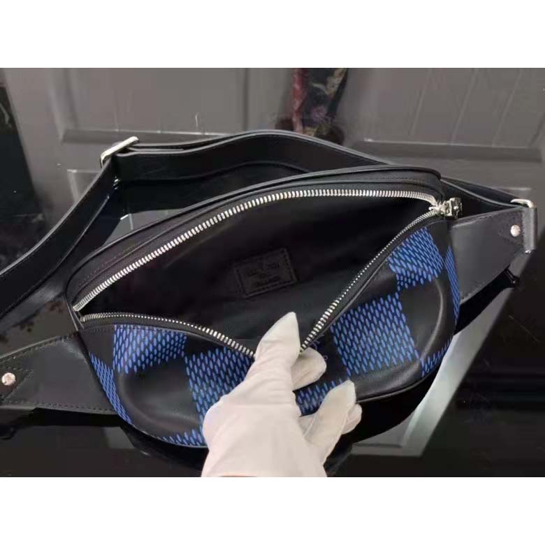 Louis Vuitton LV Unisex Campus Bumbag Navy Blue Black Damier Infini 3D Cowhide