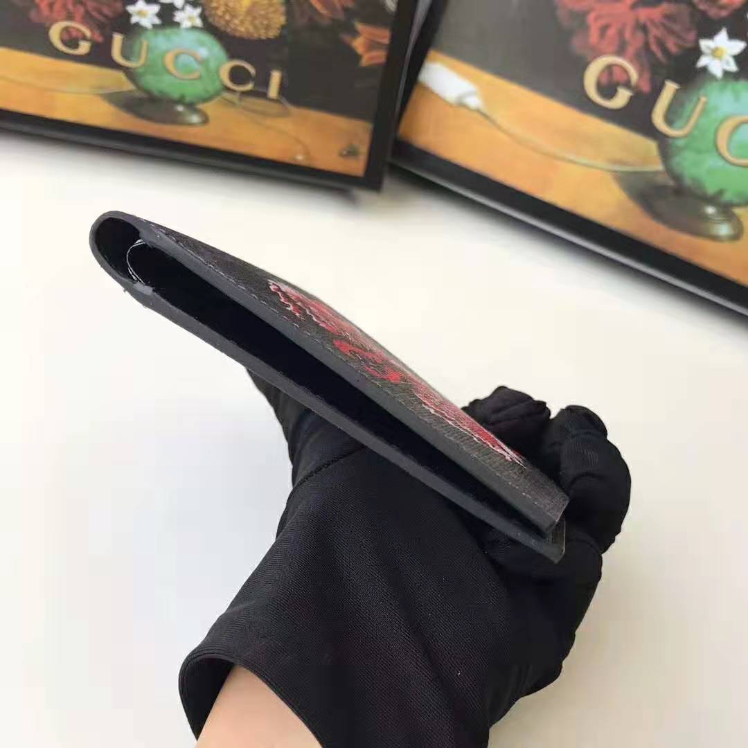 Gucci GG Men GG Supreme Wallet with Wolf in Black and Grey GG Supreme Canvas