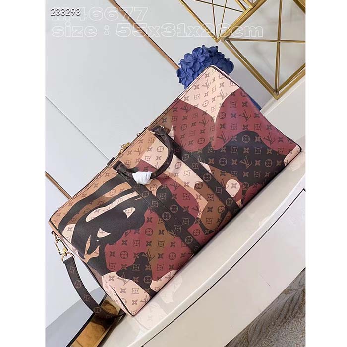 Louis Vuitton LV Unisex Keepall Bandoulière 45 Brown Monogram Coated Canvas Cowhide Leather