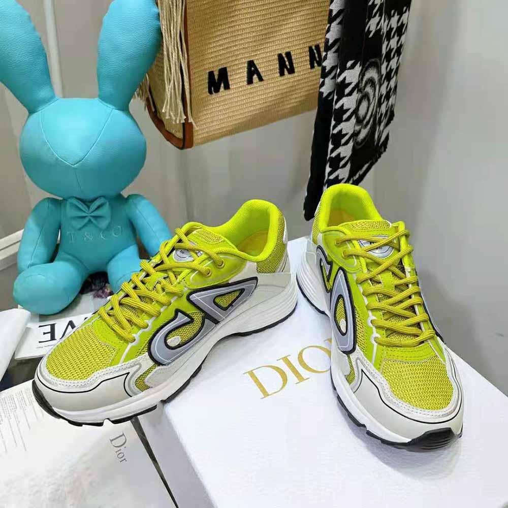Dior Men B30 Sneaker Yellow Mesh and White Technical Fabric