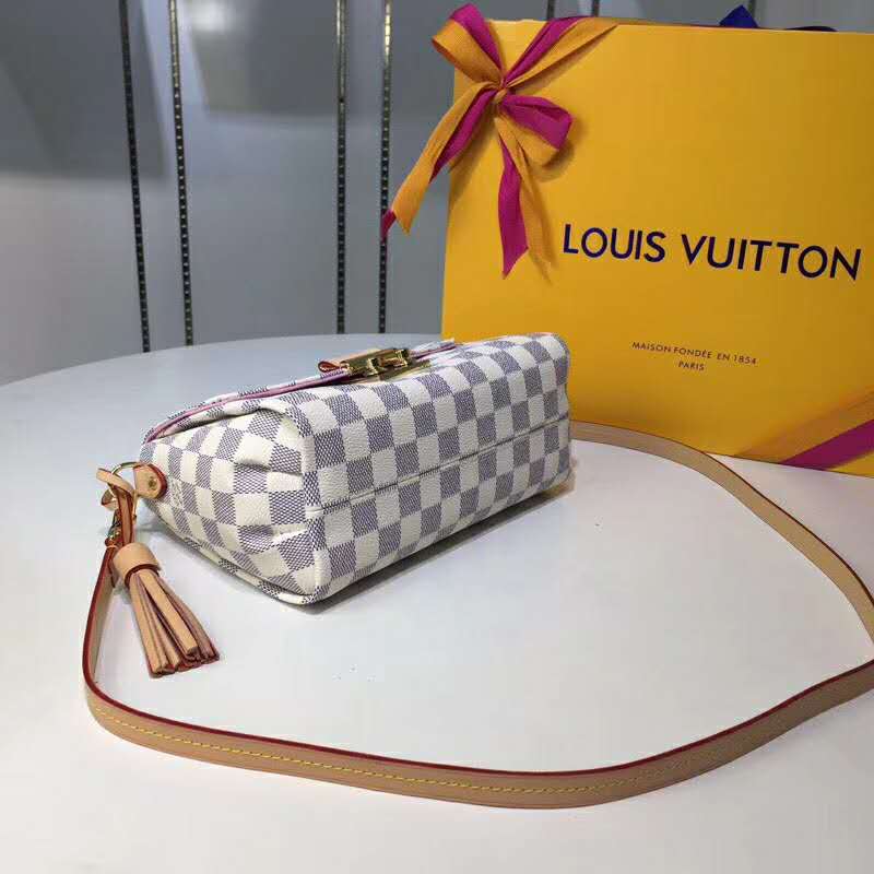 Louis Vuitton LV Women Croisette Handbag in Damier Azur Coasted Canvas-Sandy