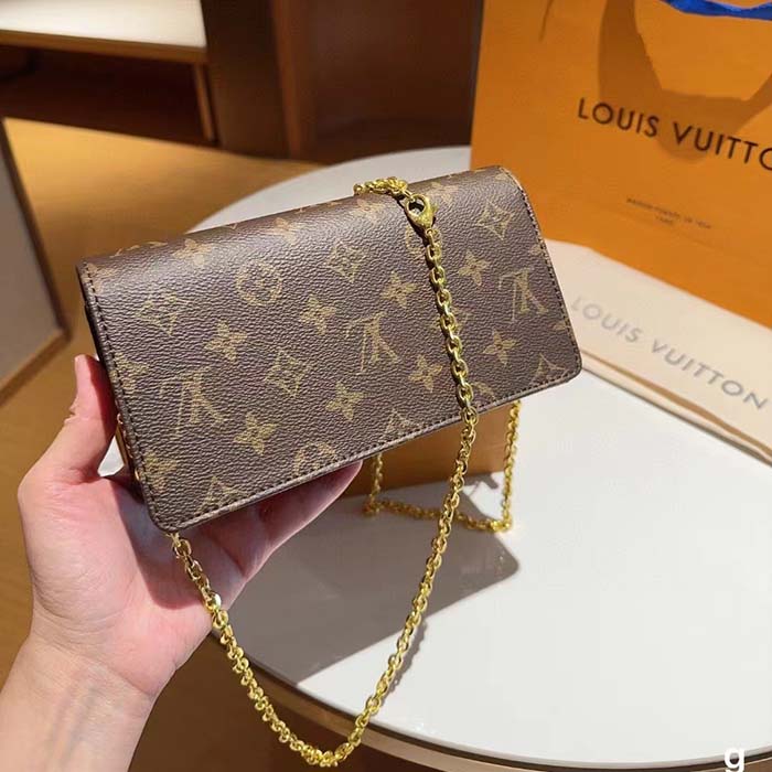 Louis Vuitton LV Women Wallet On Chain Lily Monogram Coated Canvas Flap Closure