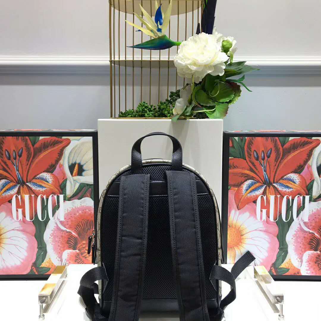 Gucci GG Unisex Eden Small Backpack Beige/Ebony GG Supreme Canvas