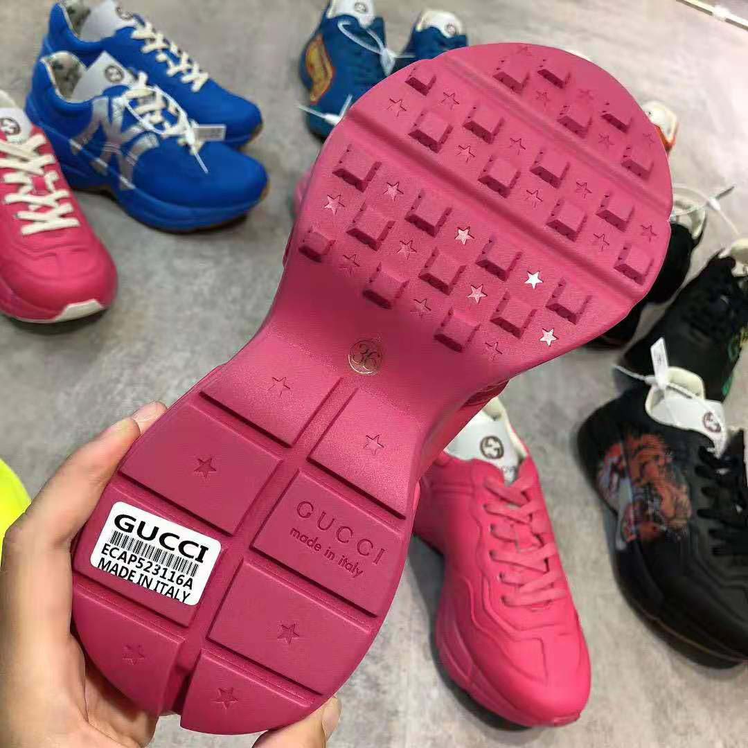 Gucci Women Rhyton Gucci Logo Leather Sneaker-Rose