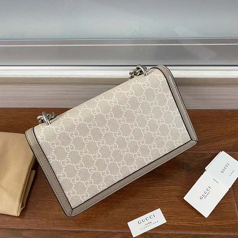 Gucci Women Dionysus Small GG Bag Beige White GG Supreme Canvas