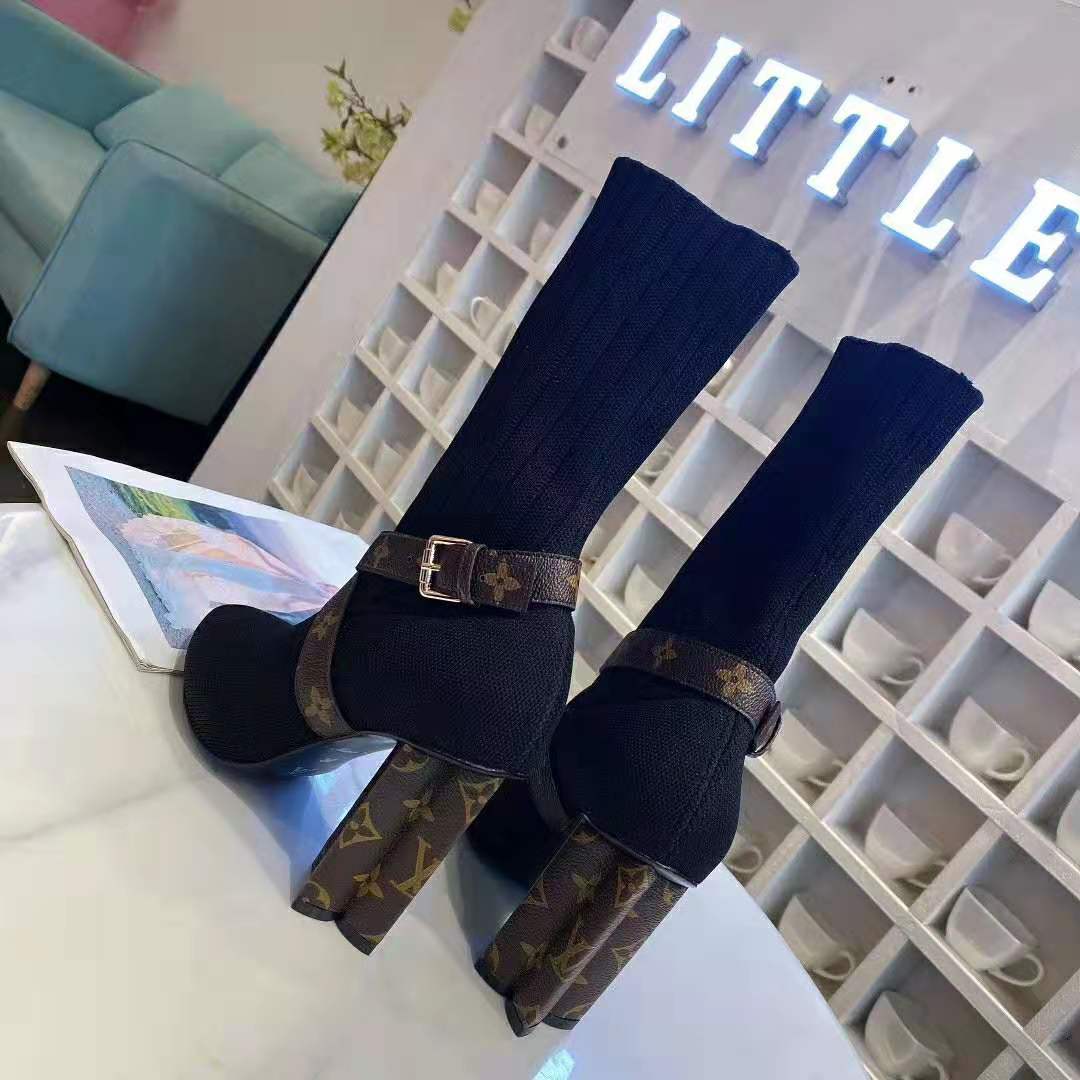 Louis Vuitton LV Women LV Silhouette Ankle Boot in Textile and Monogram Canvas-Black